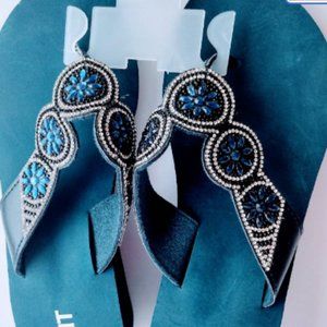 Womens' Blue Wedge Heel Size 9 Slip On 2 Inches Flip Flops Open Toe